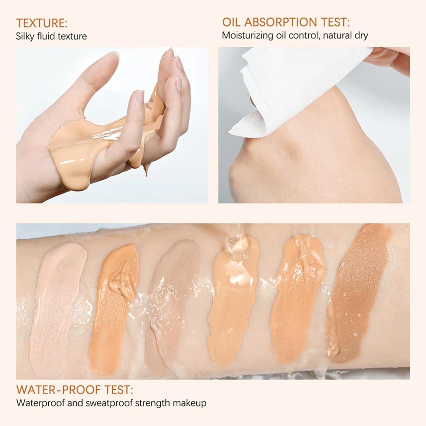 Colour Changing Foundation,Makeup Foundation, Face Foundation Full Coverage Moisturizing Waterproof Long Lasting Makeup Base Natural Coverage Foundation for Mature Skin