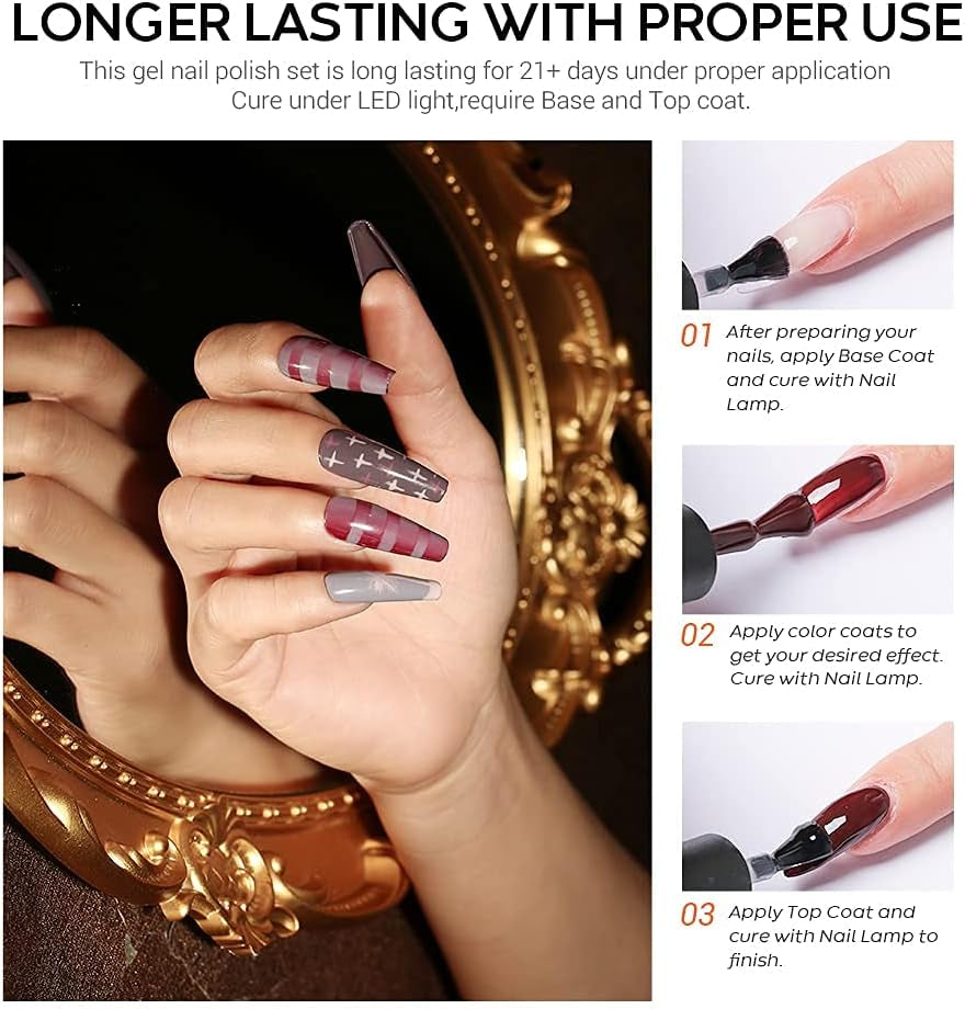 Gel Nail Polish Set, 7 Colors Nude Pink Brown Gray Set Soak off All Seasons Art Salon Mother'S Day Gifts Manicure
