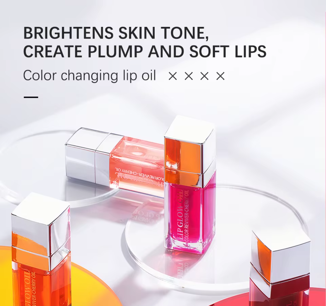 Hydrating Lip Oil Gloss – Moisturizing, Plumping & Tinted Lip Balm with Cherry Oil (6ml