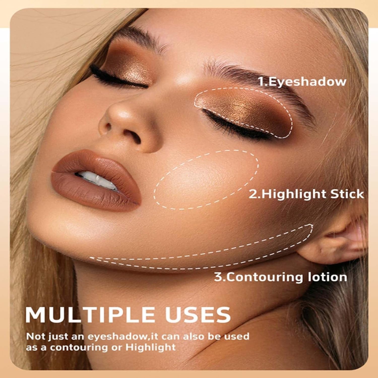 3PCS Contour Highlighter Blush Sticks - Natural Blush Contour and Highlighter Set - Bronzer Contour Sculpt the Face - Non-Greasy Waterproof Long-Lasting Effect Face Makeup