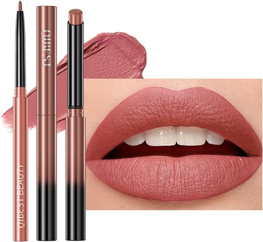 Matte Lipstick for Women,Nude Lipstick Lipliner Pencil Lip Filler Long Lasting Lip Gloss,Lip Liner and Lipstick Set,Lip Makeup Kits for Daily Makeup and Holiday (#03, One Size)