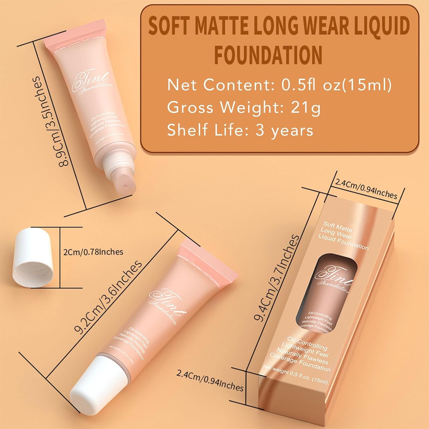 BB Cream Liquid Foundation, Natural Look Even Skin Tone Color Correcting, Full Coverage Moisturizing Concealer Makeup Base, Anti-Redness Smoothing Waterproof and Blendable