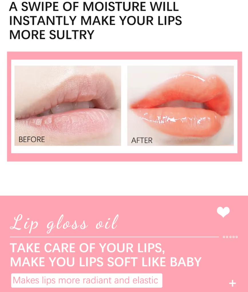 Hydrating Lip Oil Gloss – Moisturizing, Plumping & Tinted Lip Balm with Cherry Oil (6ml