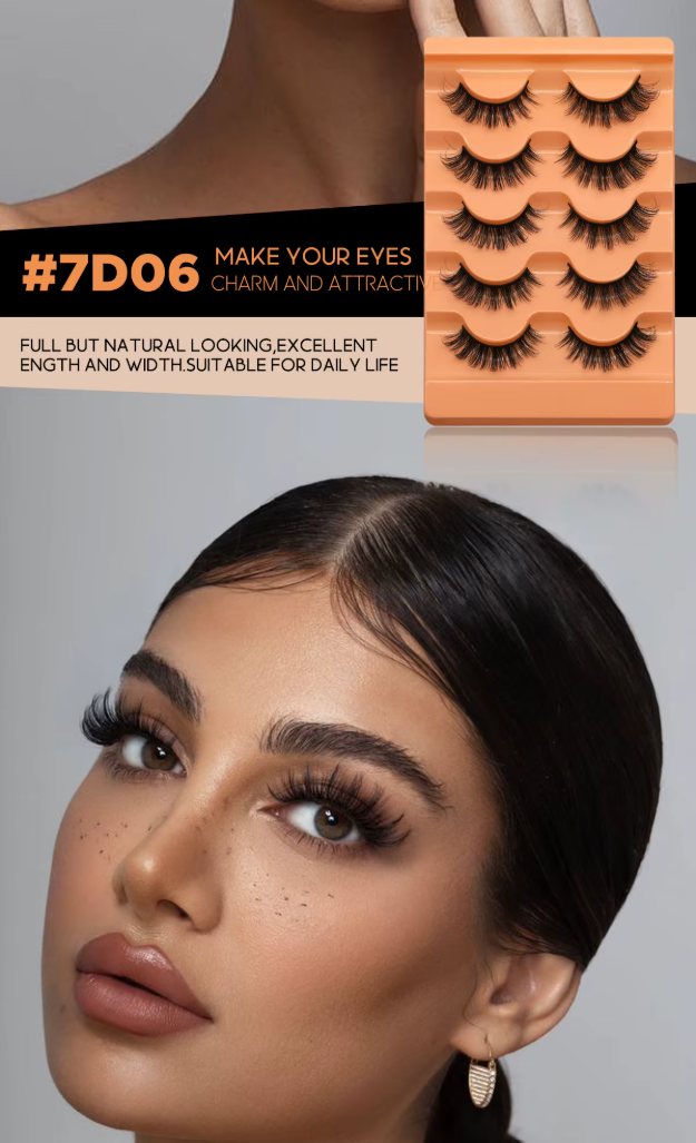 Groinneya 5 Pairs Mink Fluffy Eyelashes – 8D Russian Strip Lashes Extensions, Thick, Soft & Curly Handmade False Lashes