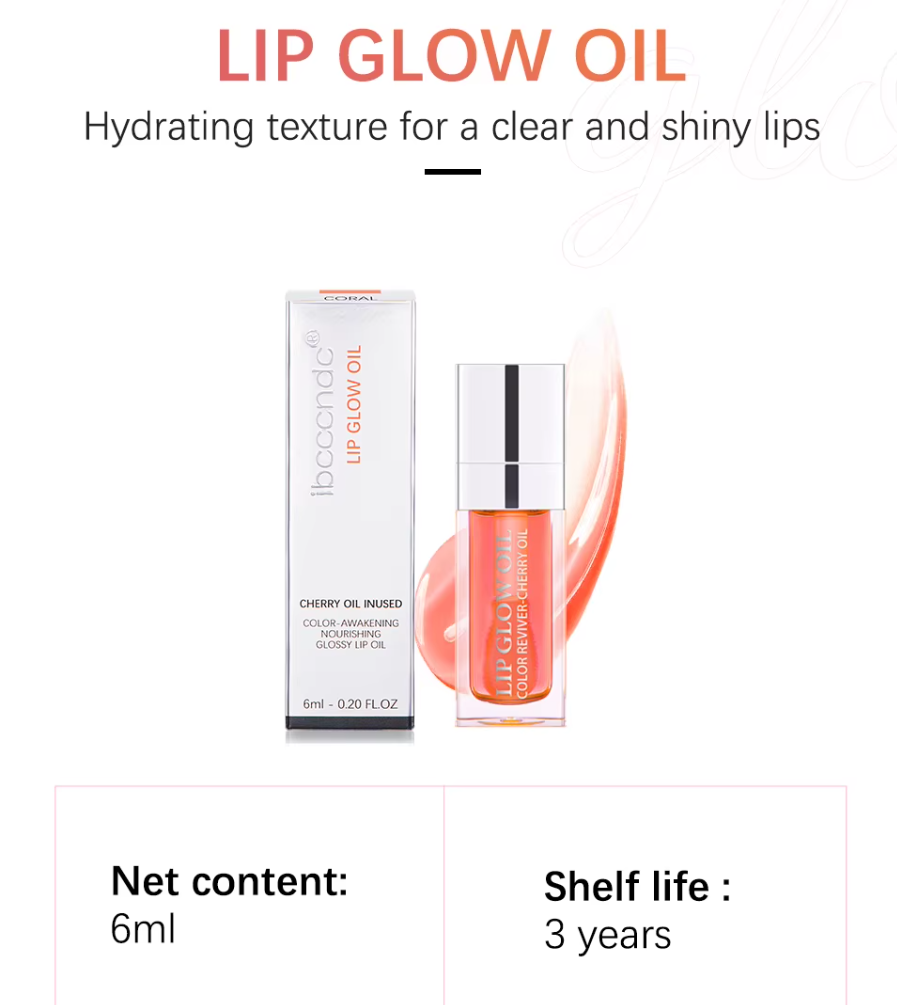 Hydrating Lip Oil Gloss – Moisturizing, Plumping & Tinted Lip Balm with Cherry Oil (6ml
